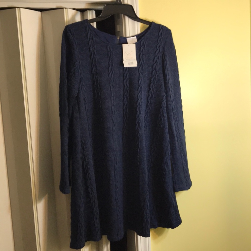 Navy sweater swing dress
